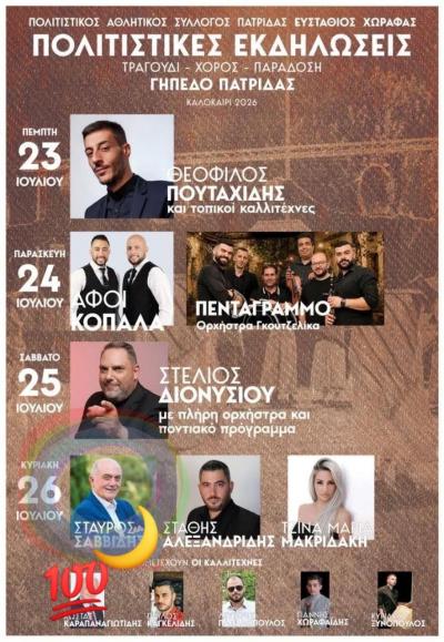 Πανέτοιμη η Πατρίδα για τις πολιτιστικές εκδηλώσεις του «Ευστάθιου Χωραφά»
