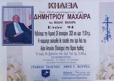 Απεβίωσε ο Δημήτριος Μαχαίρας
