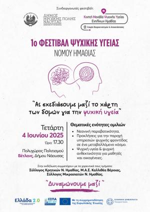1ο Φεστιβάλ Ψυχικής Υγείας Νομού Ημαθίας / «Ας σχεδιάσουμε μαζί το χάρτη των δομών για την ψυχική υγεία»