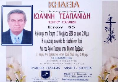 Απεβίωσε ο Ιωάννης Τσαπανίδης