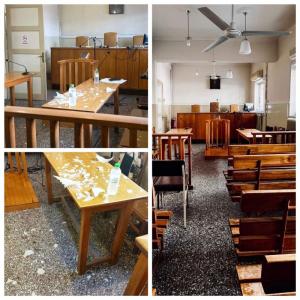 Εικόνες εγκατάλειψης στο Πρωτοδικείο Νάουσας – Φωτιστικό κατέπεσε κατά τη διάρκεια δίκης