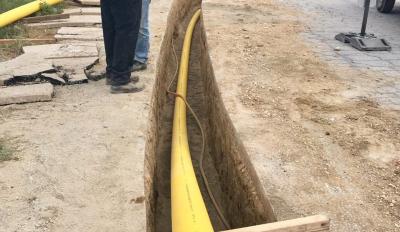 Εργασίες εκσκαφής φυσικού αερίου στη οδό Ανοίξεως στη Βέροια